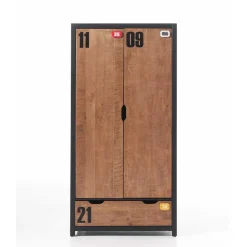 Kinder Wohnen Jugendzimmer Kleiderschrank Krefos in Braun Schwarz