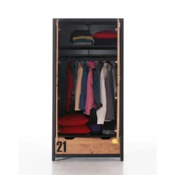 Kinder Wohnen Jugendzimmer Kleiderschrank Krefos in Braun Schwarz