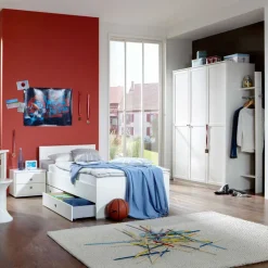 Kinder Wohnen Jugendzimmermöbel Masculino in Weiß Set (sechsteilig)