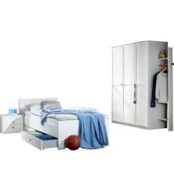 Kinder Wohnen Jugendzimmermöbel Masculino in Weiß Set (sechsteilig)