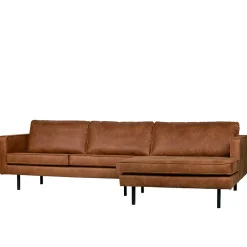 Kantiges Echtleder Ecksofa in Cognac Braun - Artemi^Wohnen Online