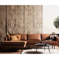 Kantiges Echtleder Ecksofa in Cognac Braun - Artemi^Wohnen Online