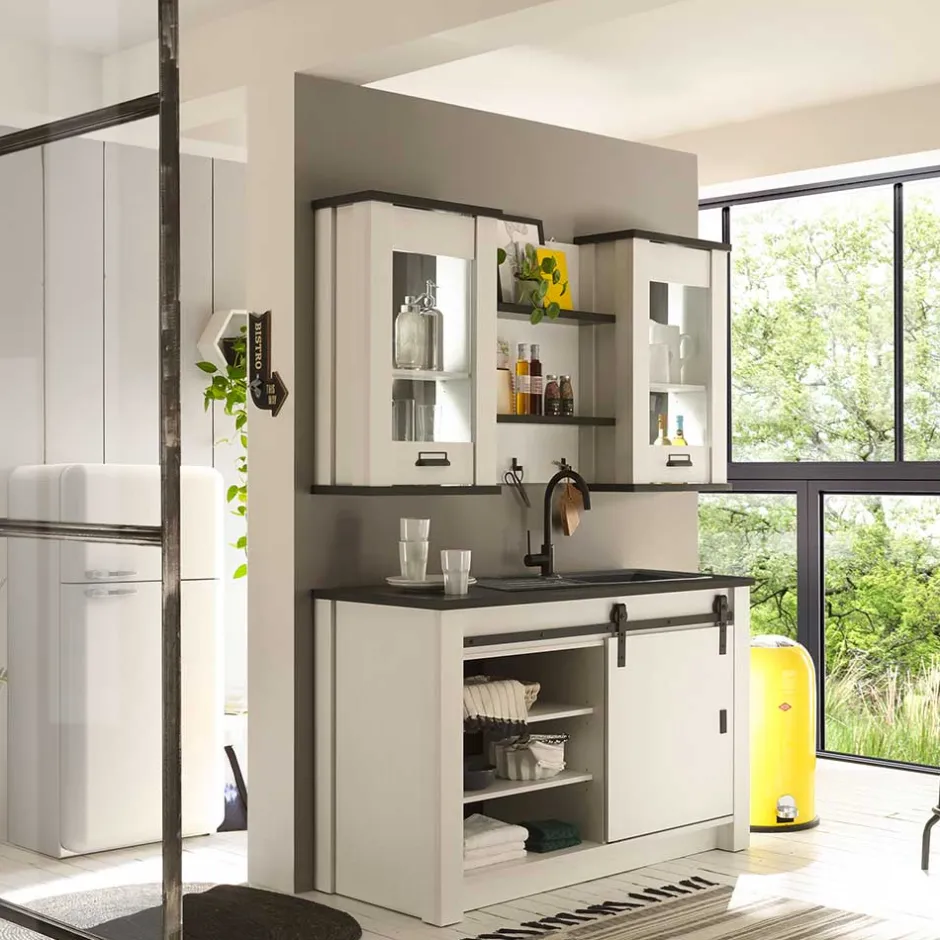 Wohnen Küche Oberschrank in Weiß & Anthrazit - Eture