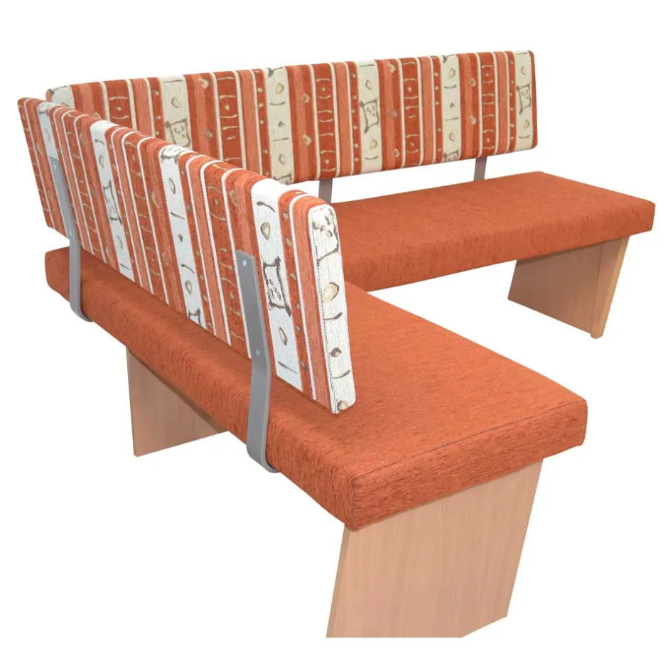 Wohnen Küchen-Eckbank in Orange und Buche Natur - Nenya