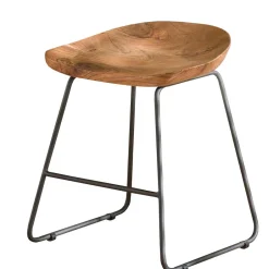 Wohnen Küchenhocker mit Holzsitz & Bügelgestell - Ise (2er Set)