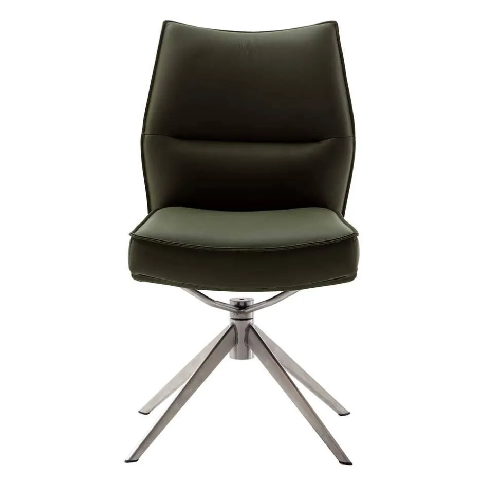 Küchenstuhl aus Leder und Edelstahl - Simael (2er Set)^Wohnen Online