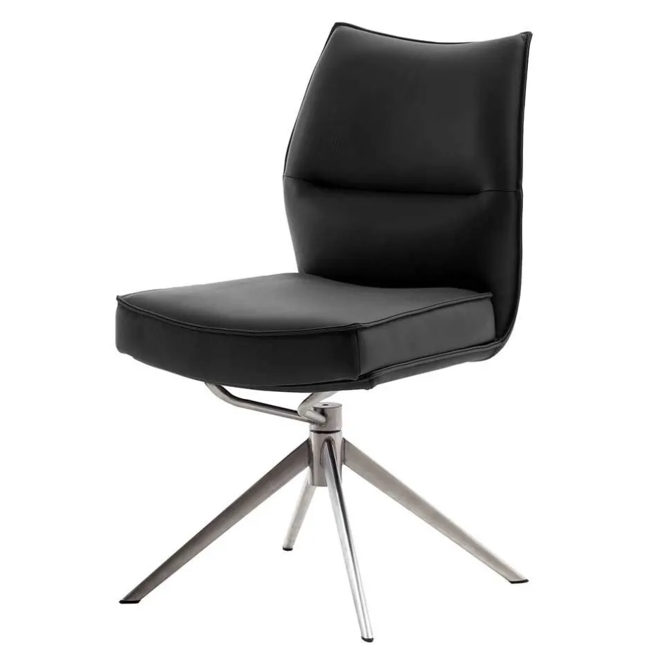 Küchenstuhl aus Leder und Edelstahl - Simael (2er Set)^Wohnen Online