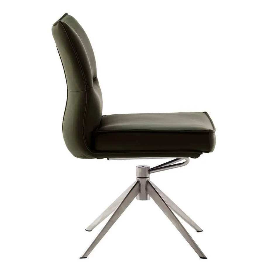 Küchenstuhl aus Leder und Edelstahl - Simael (2er Set)^Wohnen Online