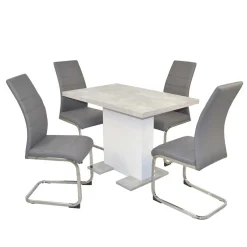 Wohnen Küchentisch Gruppe mit Schwingstühlen - Inga (fünfteilig)