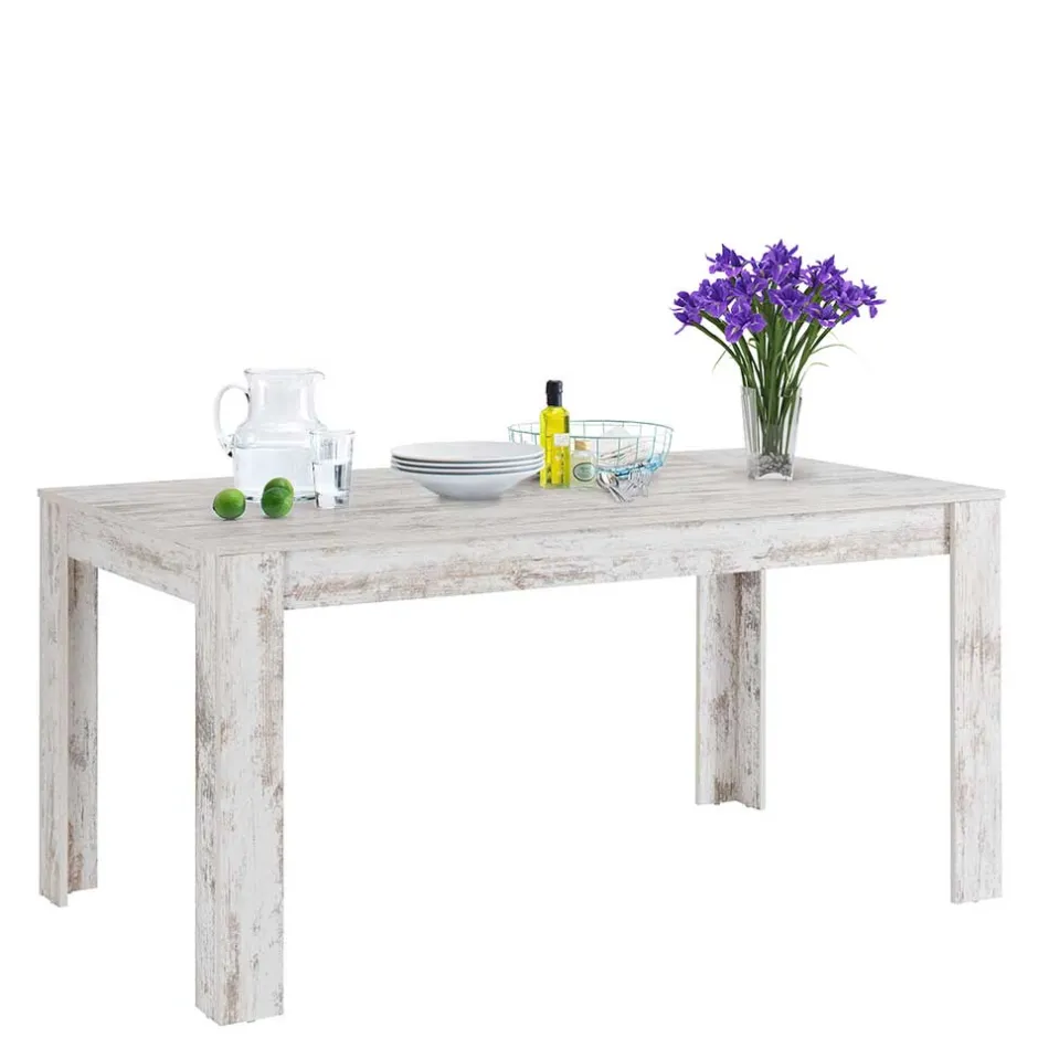 Wohnen Küchentisch in Holzoptik White Wash Shabby - Remania