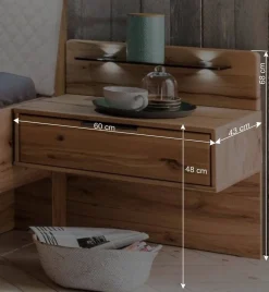 Kernbuche Bett & Nachtkommoden - Krofun (dreiteilig)^Wohnen