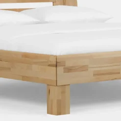 Wohnen Kernbuche Bett Issiaco und zwei Nachtschränke (dreiteilig)