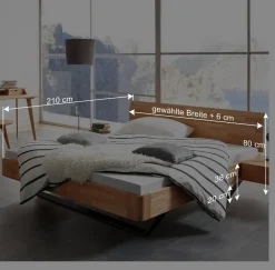 Wohnen Kernbuche Bett mit grauen Metall Kufen - Desirea