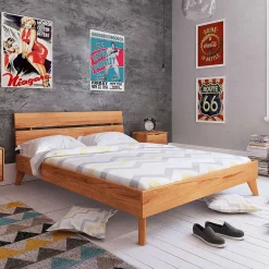 Wohnen Kernbuche Holzbett mit Überlänge 220 cm - Junola III