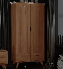 Kernbuche Kleiderschrank mit 2 Türen - Junola^Wohnen Discount