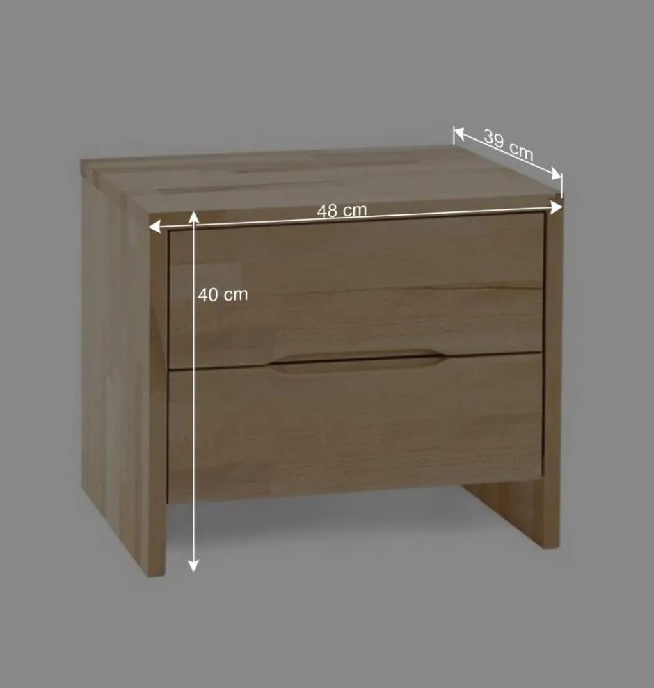 Wohnen Kernbuche Massivholzbett Bevallia mit Nachttisch (zweiteilig)