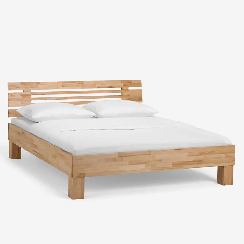 Wohnen Kernbuche Massivholzbett Bevallia mit Nachttisch (zweiteilig)