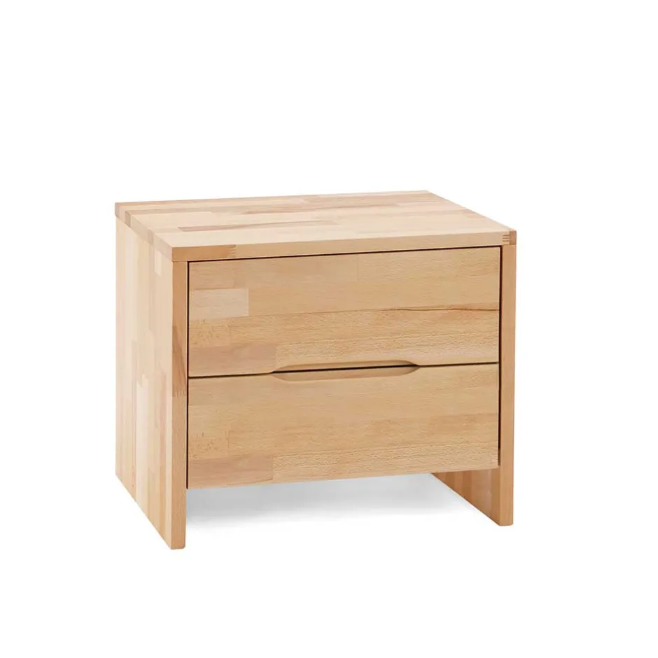 Wohnen Kernbuche Massivholzbett Bevallia mit Nachttisch (zweiteilig)