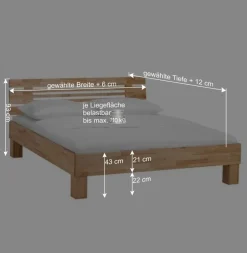 Wohnen Kernbuche Massivholzbett Bevallia mit Nachttisch (zweiteilig)