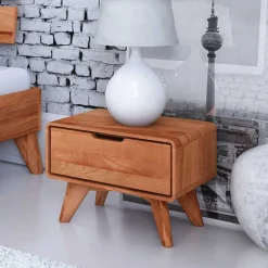 Wohnen Kernbuche Nachtkommode 47x33x30 cm - Junola