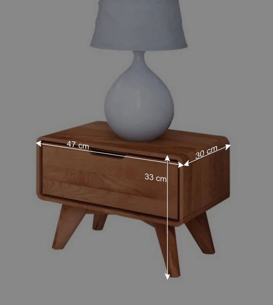 Wohnen Kernbuche Nachtkommode 47x33x30 cm - Junola