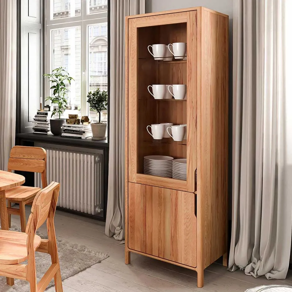 Kernbuche Vitrine in modern-elegantem Look - Lana^Wohnen Discount