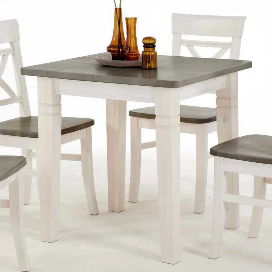 Wohnen Kiefer Esstisch Yoan in Weiß Grau