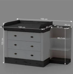 Kinder Wohnen Kiefer Kinder Kommode auch mit Wickelaufsatz - Mirandesca