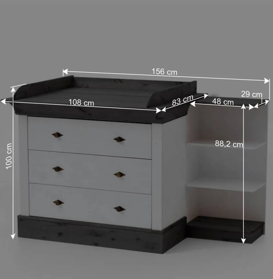 Kinder Wohnen Kiefer Kinder Kommode auch mit Wickelaufsatz - Mirandesca