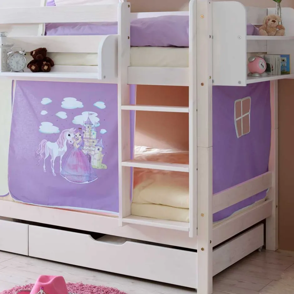 Kinder Wohnen Kiefer Kinderzimmer Stockbett in Weiß - Viragron