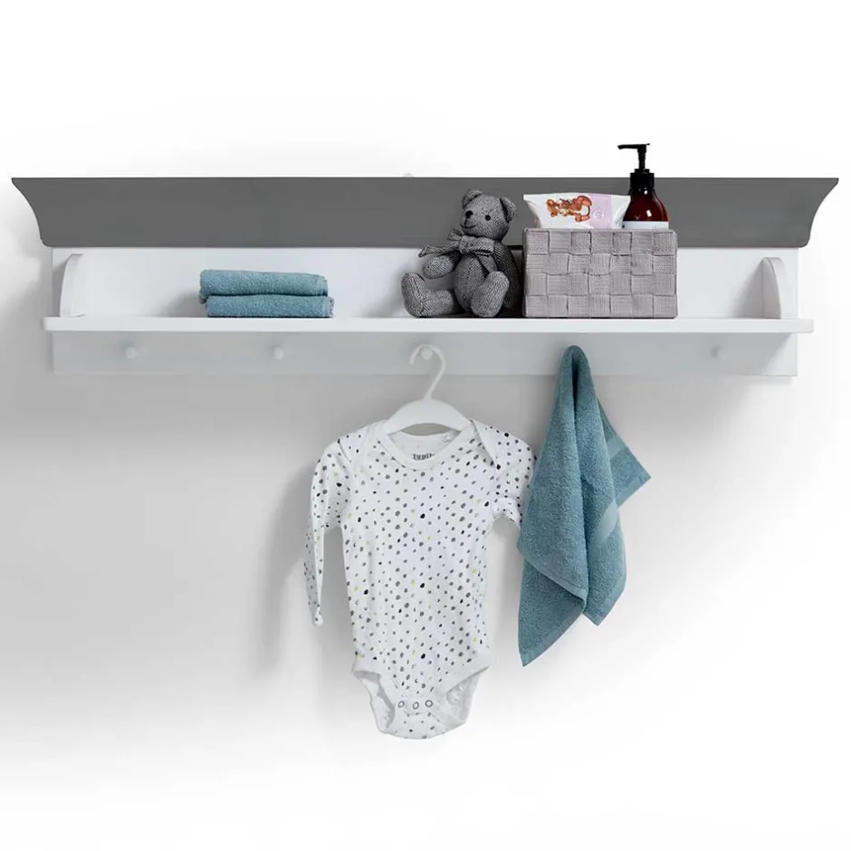 Kinder Wohnen Kiefer Wandboard in Weiß & Grau - Mirandesca