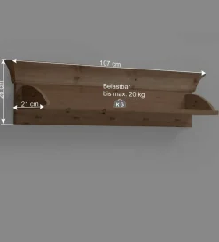 Kinder Wohnen Kiefer Wandhängeregal mit 5 Haken - Piatra