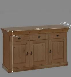 Wohnen Kiefer-Massivholz Sideboard Piatra im Landhausstil