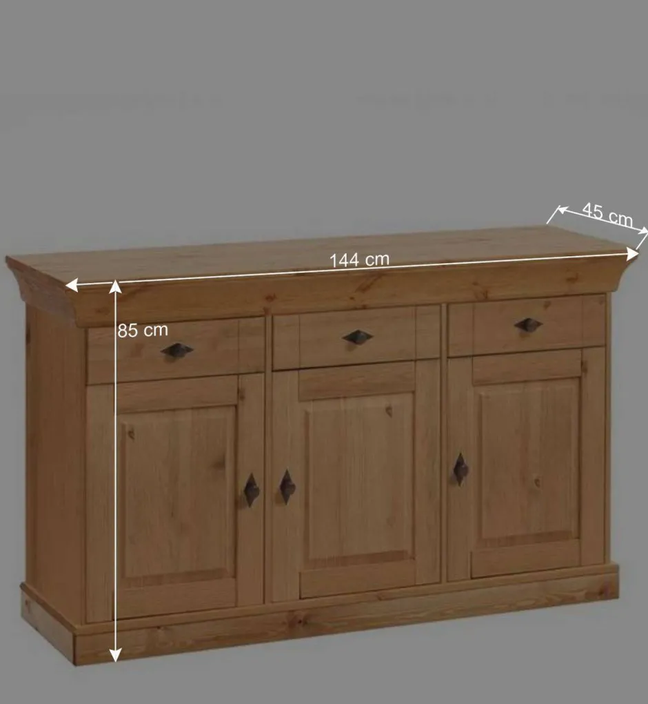 Wohnen Kiefer-Massivholz Sideboard Piatra im Landhausstil