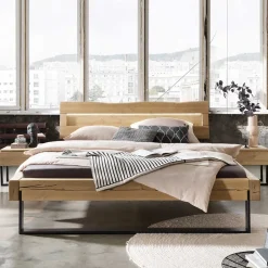 Wohnen Kiefernholz Balkenbett mit LED Licht - Antina