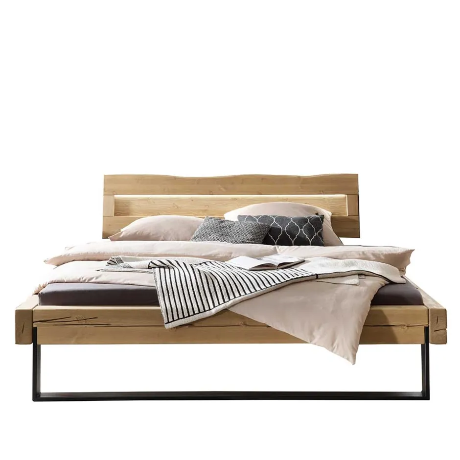 Wohnen Kiefernholz Balkenbett mit LED Licht - Antina