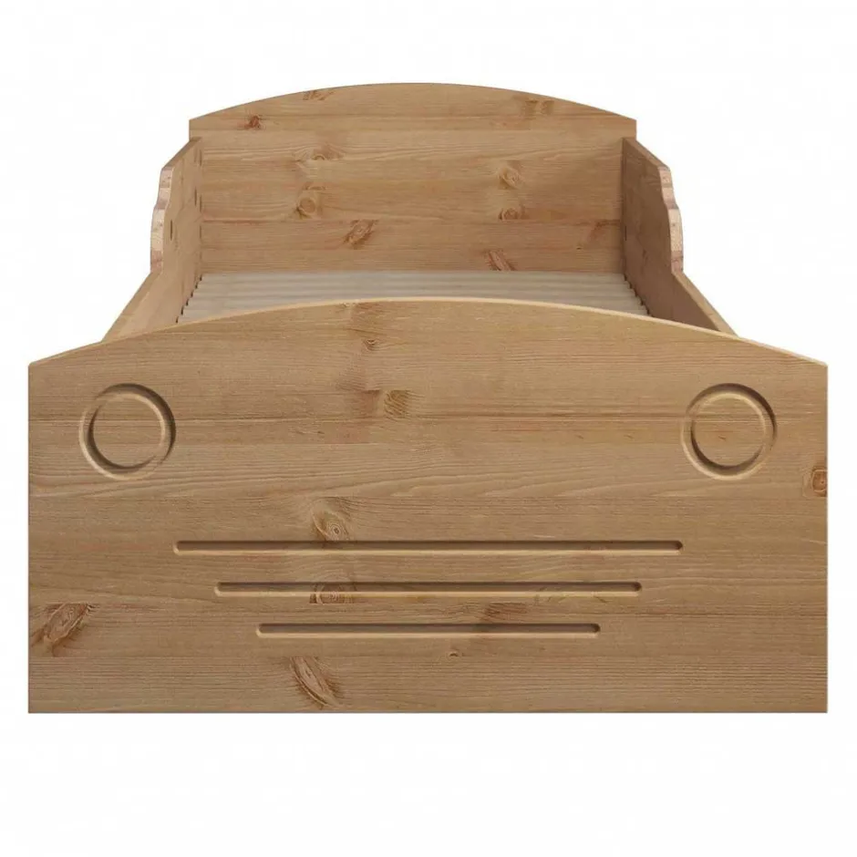 Kinder Wohnen Kiefernholz Bett im Auto Look mit Bettkasten - Soveca