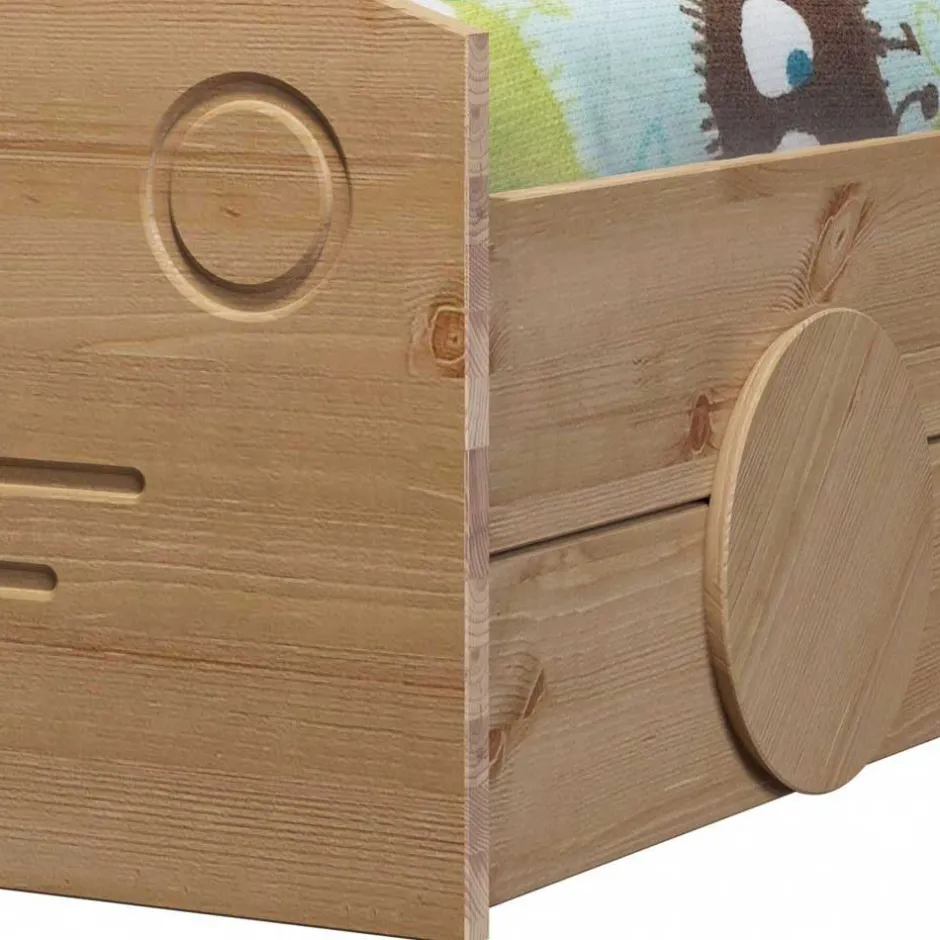 Kinder Wohnen Kiefernholz Bett im Auto Look mit Bettkasten - Soveca