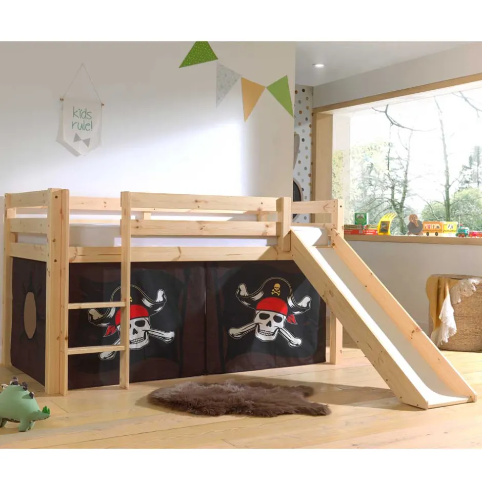 Kinder Wohnen Kiefernholz Hochbett mit Rutsche Seeräuber - Compadro