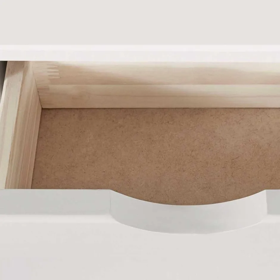 Wohnen Kiefernholz Hochkommode in Weiß lackiert - Herania