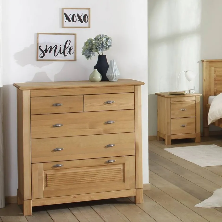 Kiefernholz Kommode mit Metallgriffen - Lavronica^Wohnen Online