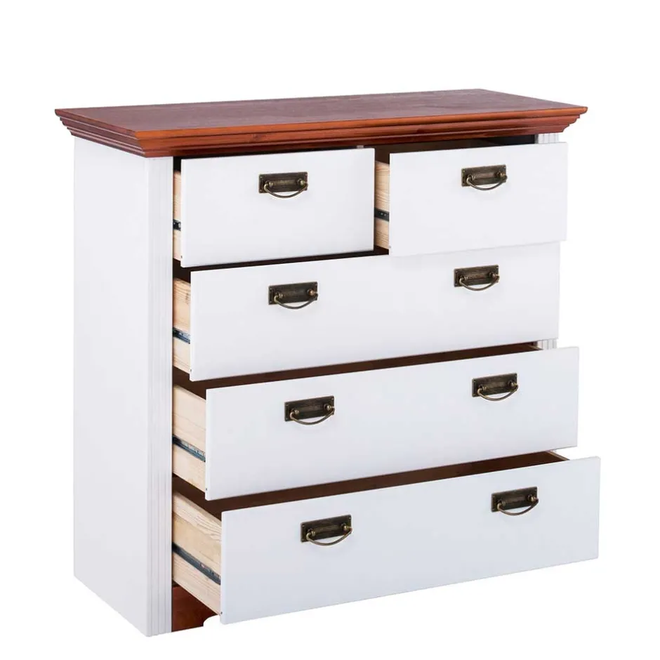 Wohnen Kiefernholz Schubladen Kommode zweifarbig - Beapta