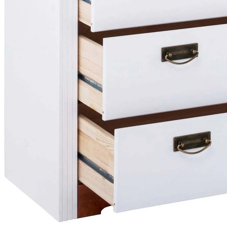 Wohnen Kiefernholz Schubladen Kommode zweifarbig - Beapta