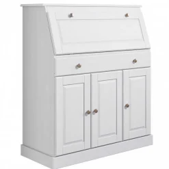 Wohnen Kiefernholz Sekretär in Weiß gewachst - Aritina