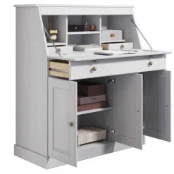 Wohnen Kiefernholz Sekretär in Weiß gewachst - Aritina