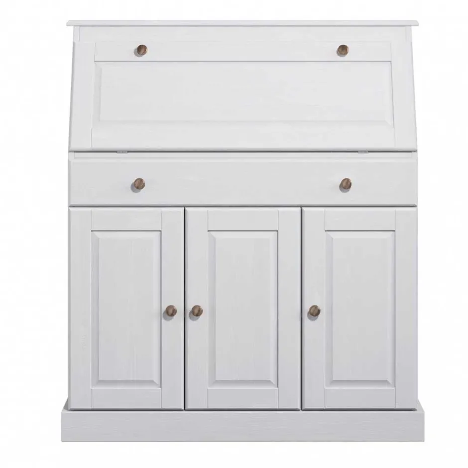 Wohnen Kiefernholz Sekretär in Weiß gewachst - Aritina