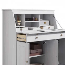 Wohnen Kiefernholz Sekretär in Weiß gewachst - Aritina