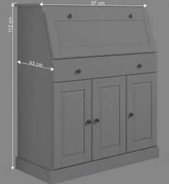 Wohnen Kiefernholz Sekretär in Weiß gewachst - Aritina