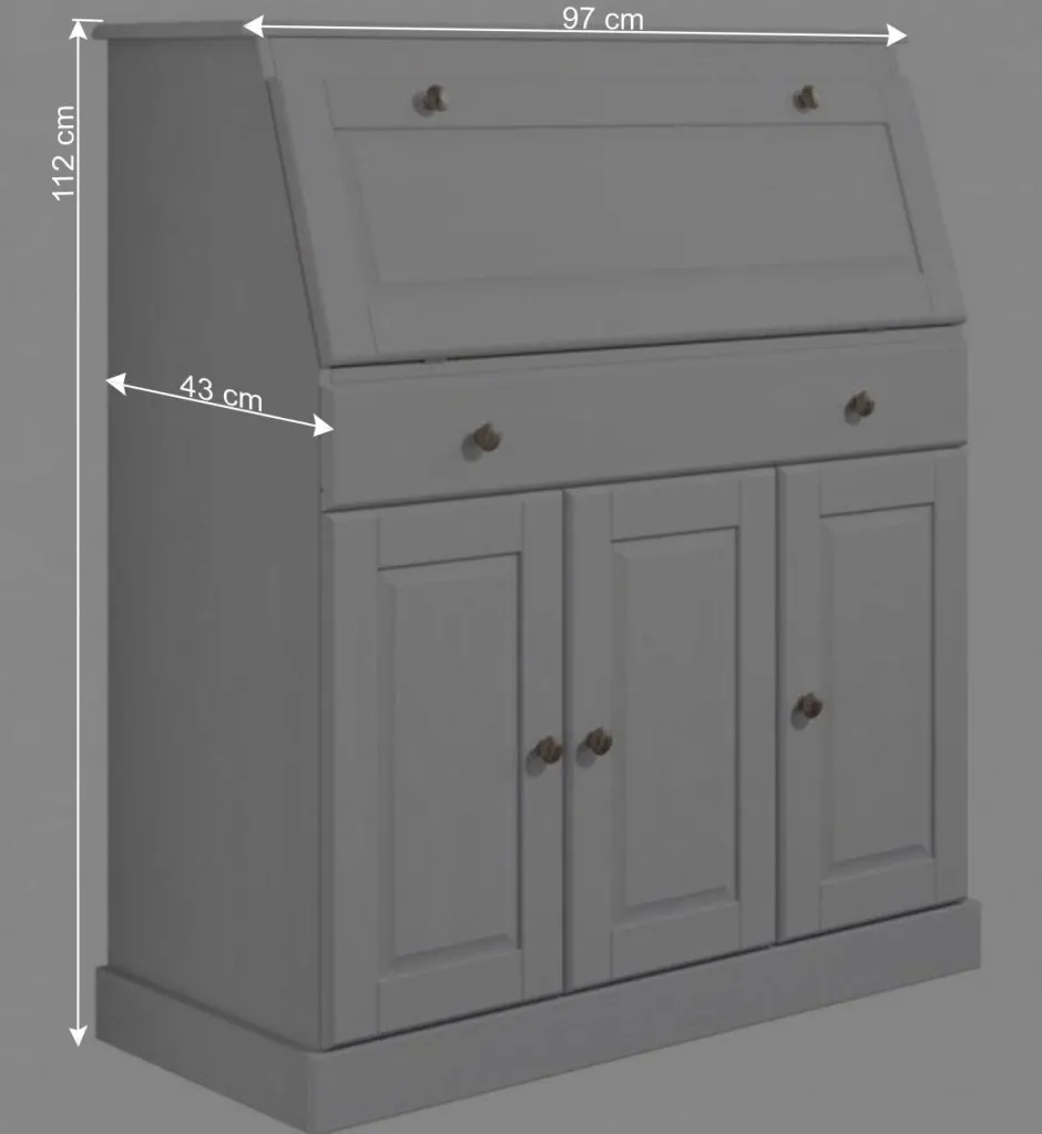 Wohnen Kiefernholz Sekretär in Weiß gewachst - Aritina