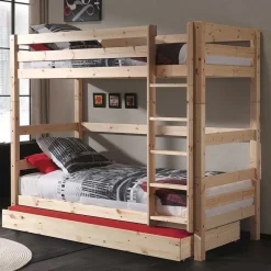 Kinder Wohnen Kiefernholz Stockbett mit Ausziehbett - Lulzima